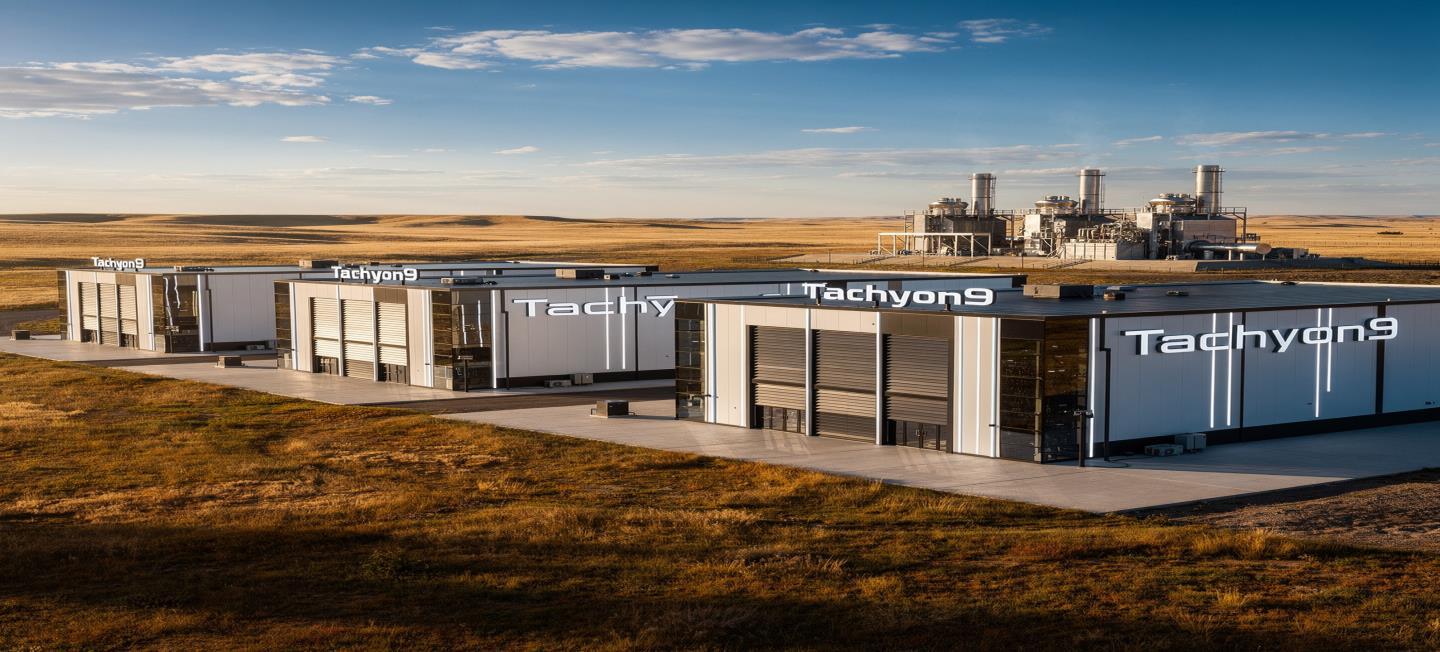 Conceptual Tachyon9-branded hyperscale data center campus